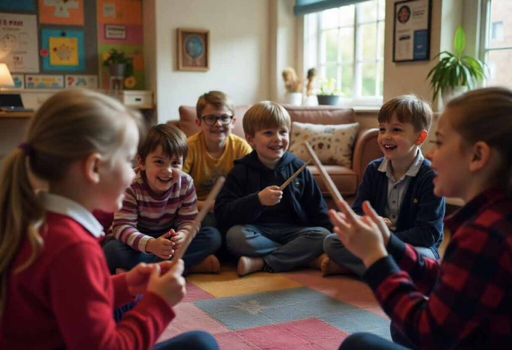 Children acting out Harry Potter scenes during Movie Moments Charades