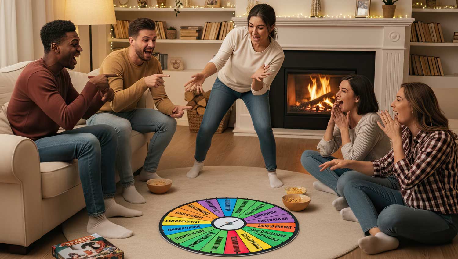 Spin wheel randomizer used in Charades game.