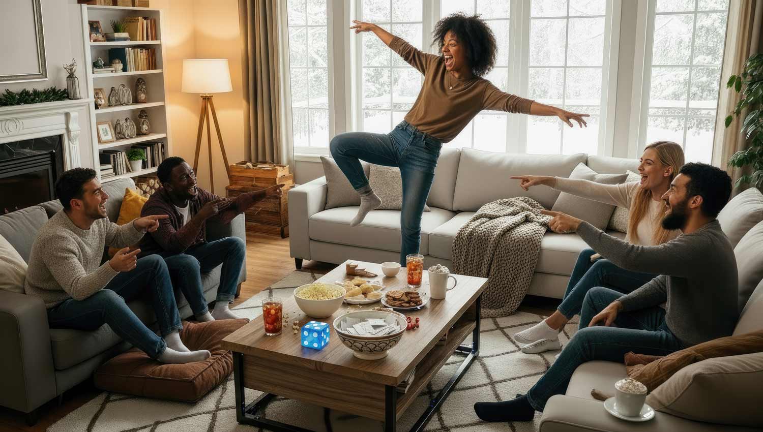 Charades twist with dice restriction.