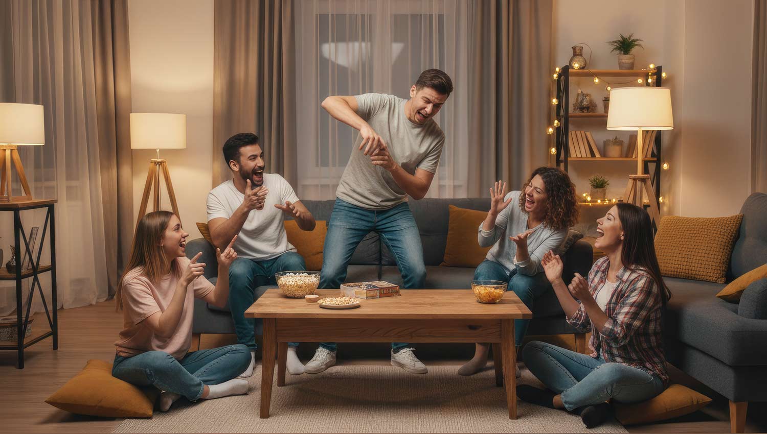 Acting out pet-owner struggles in Charades.